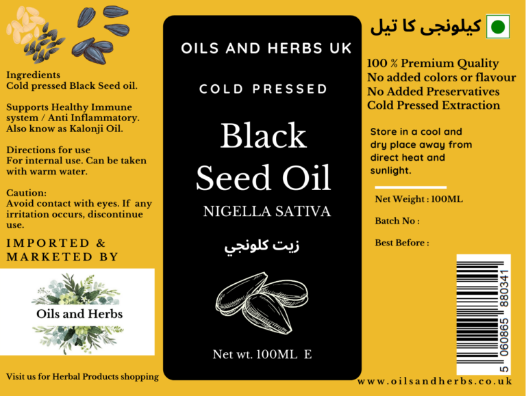 Black seed oil 100 Ml for boosting immunity Oils and Herbs UK