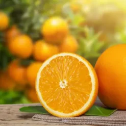orange fruit by oils and herbs