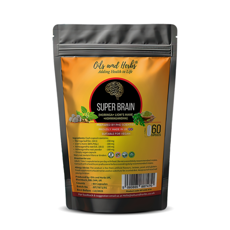 Super Brain- Moringa with Ashwagandha Lion Mane Mushroom 8600mg