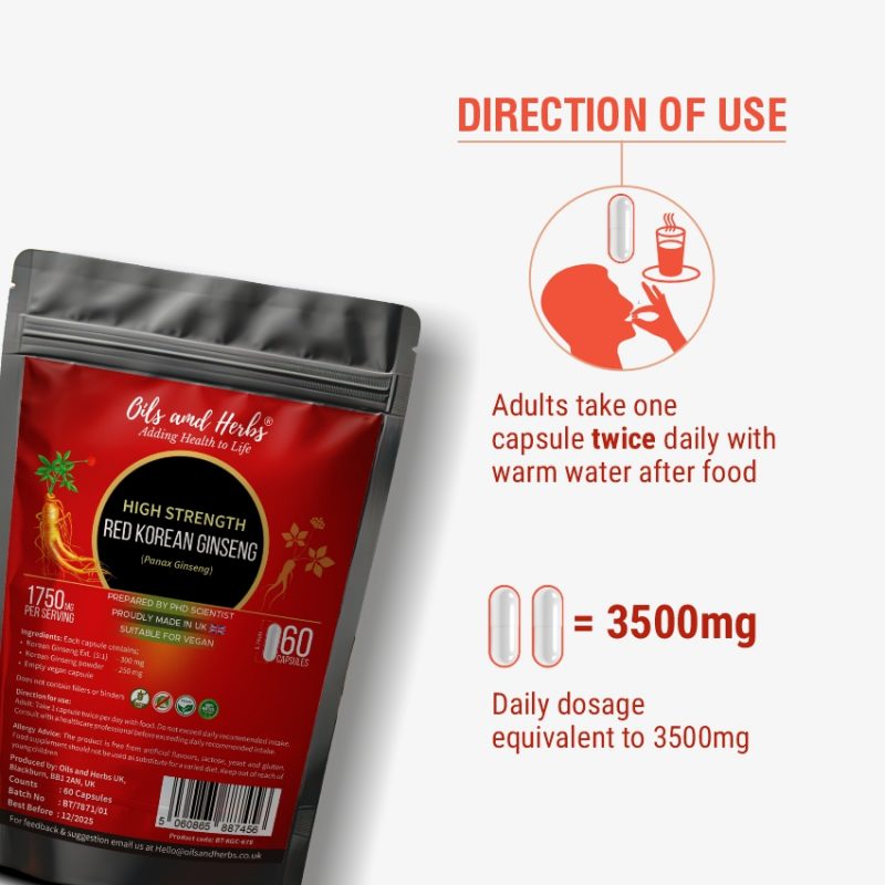 RED KOREAN GINSENG DIRECTION OF USE