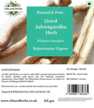 Natural Ashwagandha Root- Withania somnifera - Natural Adaptogen