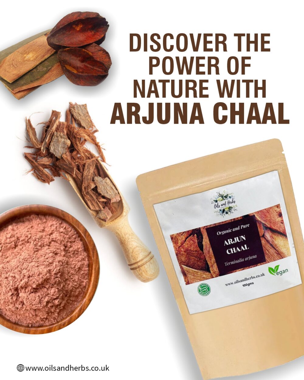 Organic Arjuna Chaal Powder - Terminalia arjuna -100% Pure, Clean and Natural - Image 2