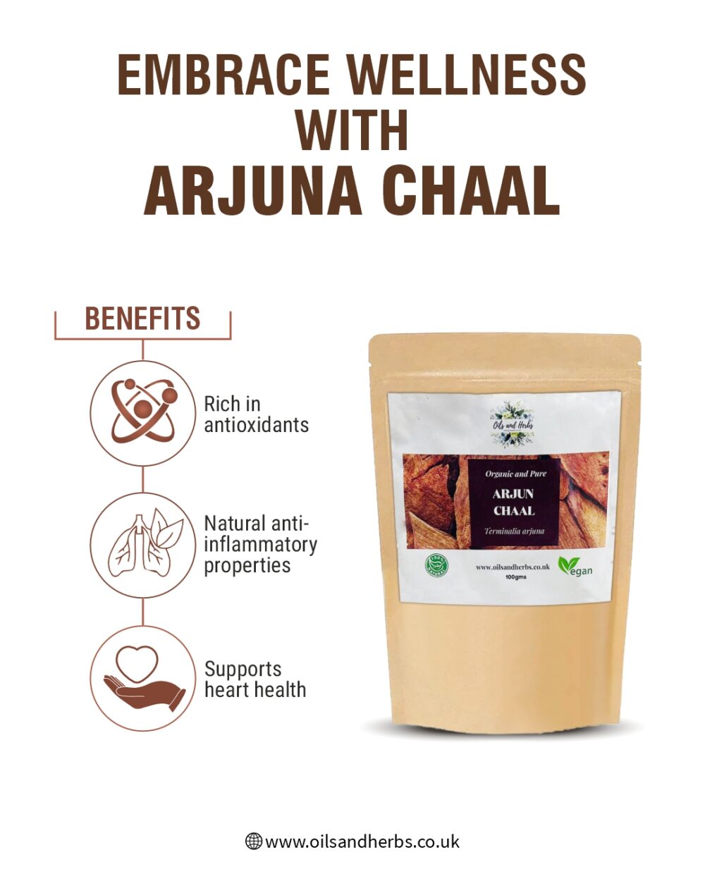 Organic Arjuna Chaal Powder - Terminalia arjuna -100% Pure, Clean and Natural - Image 3