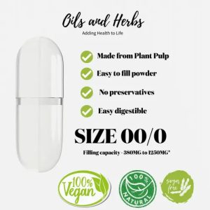 Empty Vegan Capsules Size 00/0 - 100% Natural and Halal