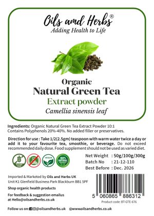 Natural Green Tea Extract Powder 10:1 Contains Polyphenols 20%-40%.