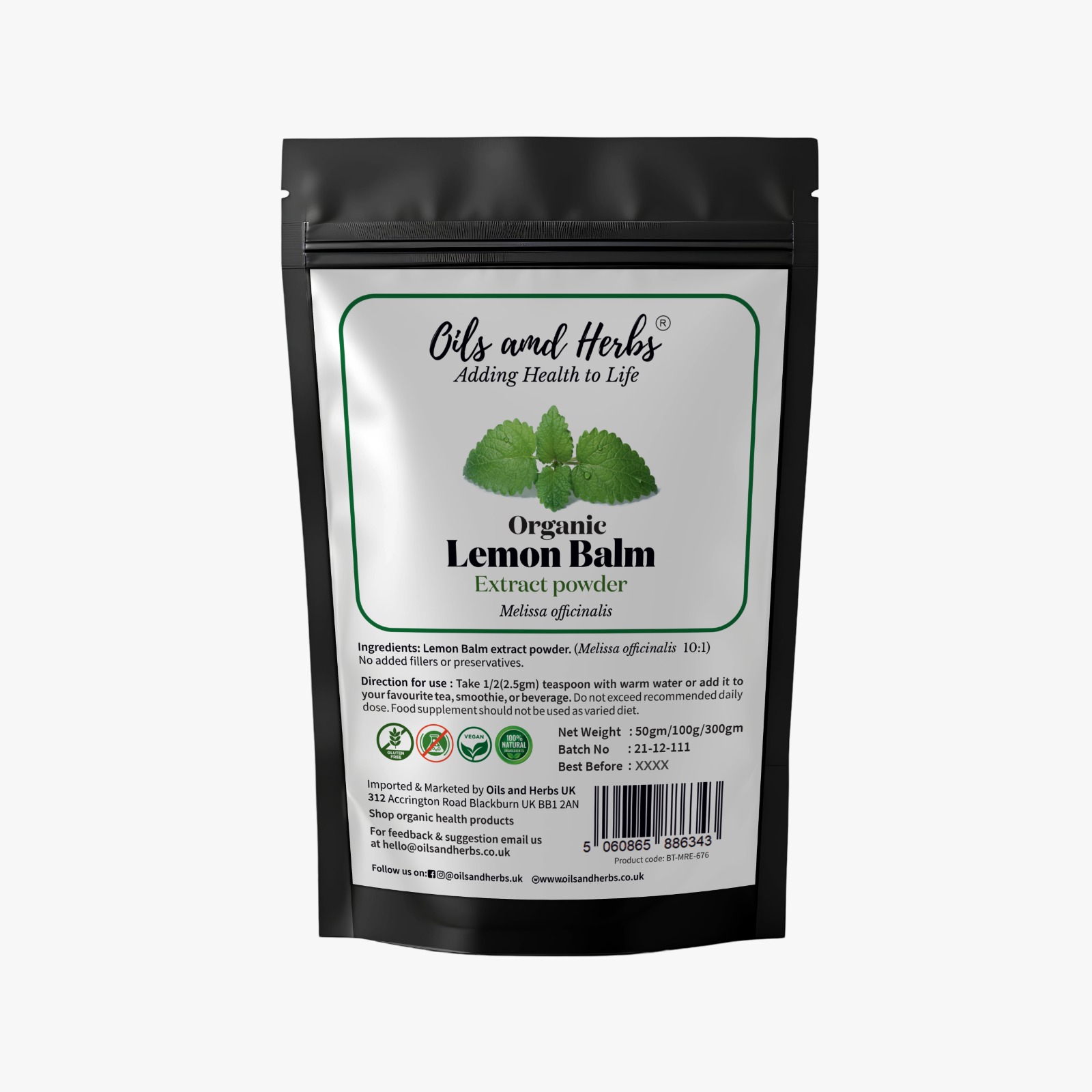 Pure Lemon Balm Extract Powder 10:1 1 Lemon balm extract powder