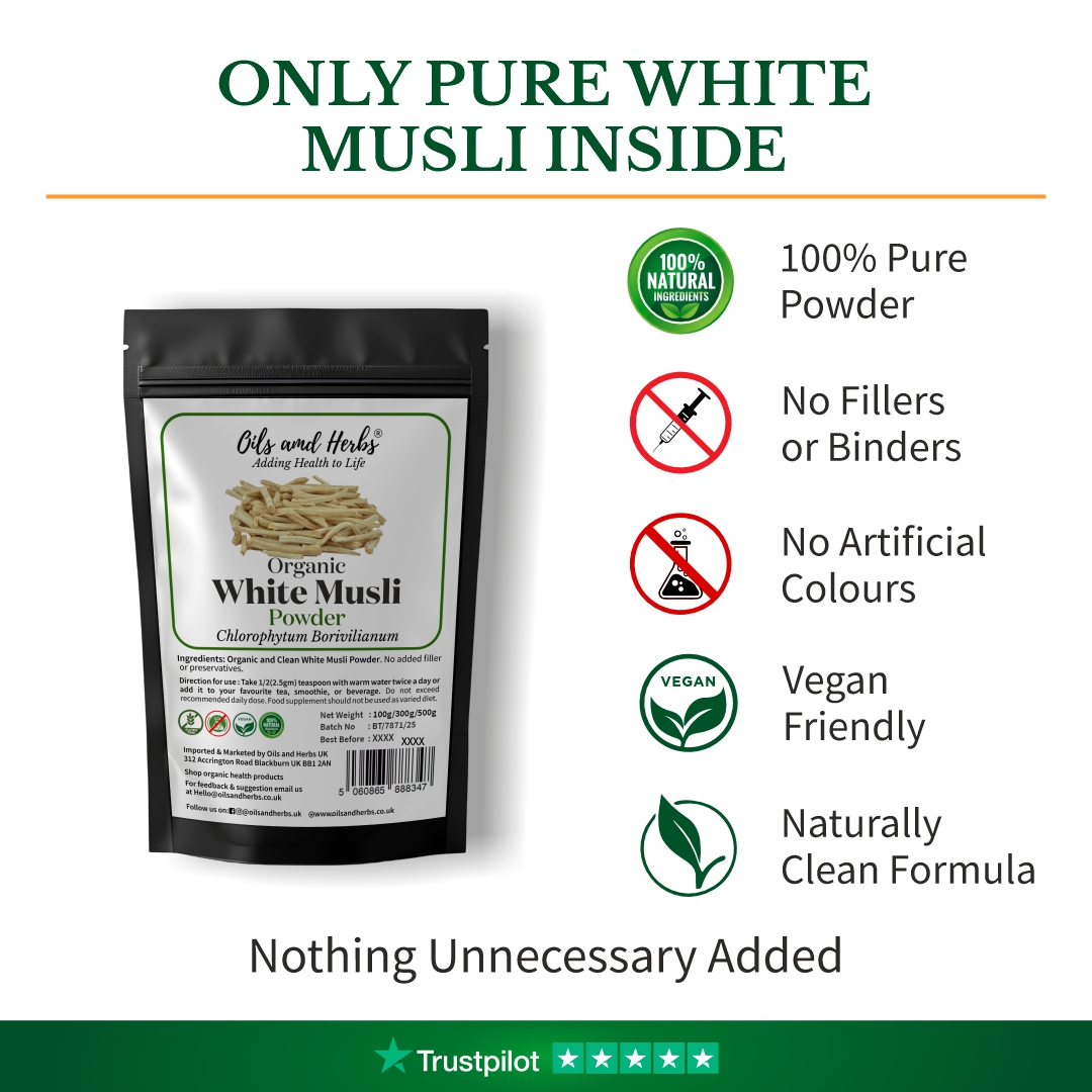 Natural Safed / White Musli Powder – 100% Pure Grounded Root 3 Natural Safed / White Musli Powder – 100% Pure Grounded Root - Image 3