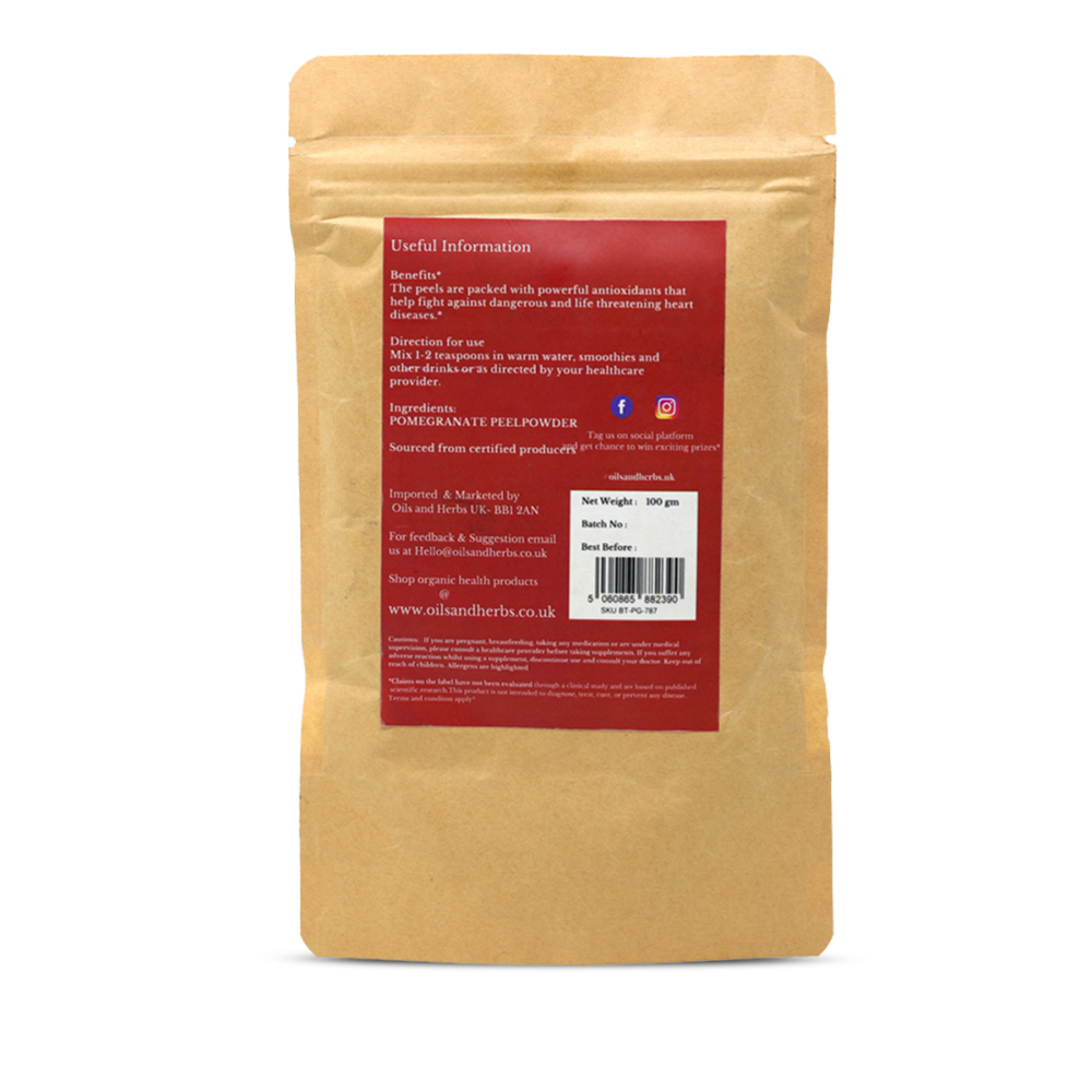 Organic Pomegranate Peel Powder - Punica granatum - 100% Pure Clean and Natural