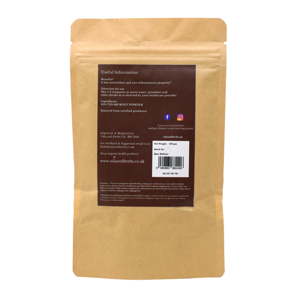 Organic Shatavari Root - Asparagus Powder - 100% Pure, Clean and Natural