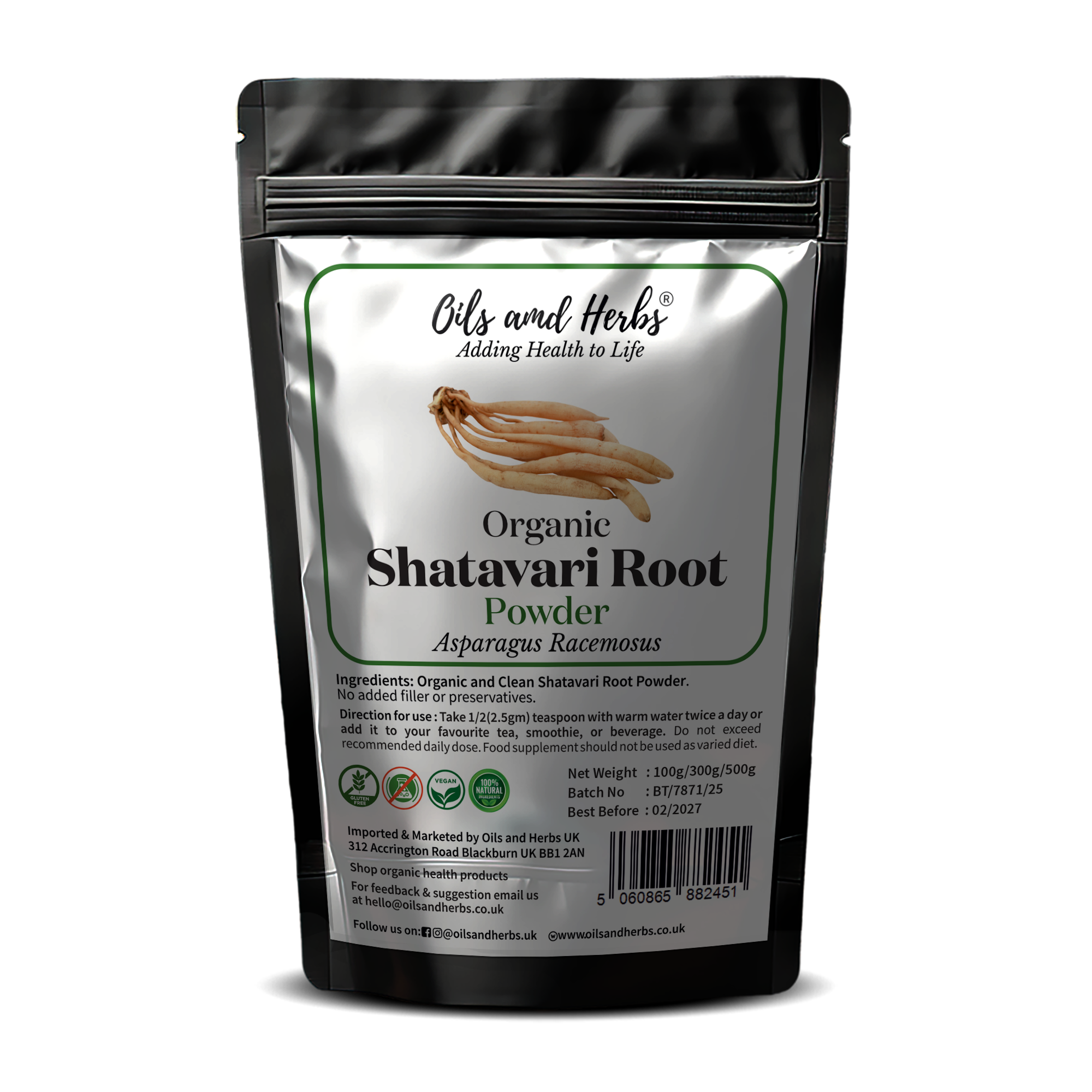 Organic Shatavari Root Powder (Asparagus Racemosus) – 100% Pure, Natural & Clean 1 Shatavari root powder mockup