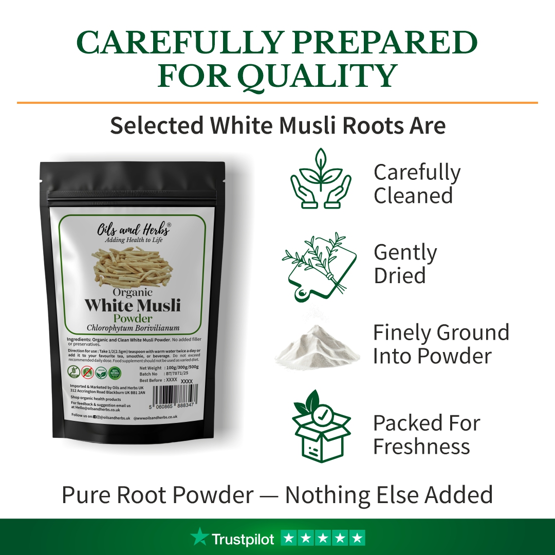 Natural Safed / White Musli Powder – 100% Pure Grounded Root 8 Natural Safed / White Musli Powder – 100% Pure Grounded Root - Image 8