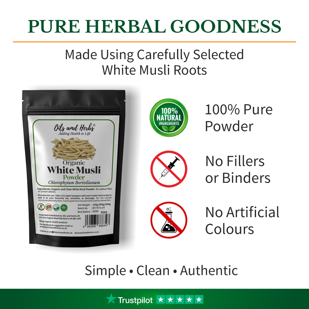 Natural Safed / White Musli Powder – 100% Pure Grounded Root 9 Natural Safed / White Musli Powder – 100% Pure Grounded Root - Image 9