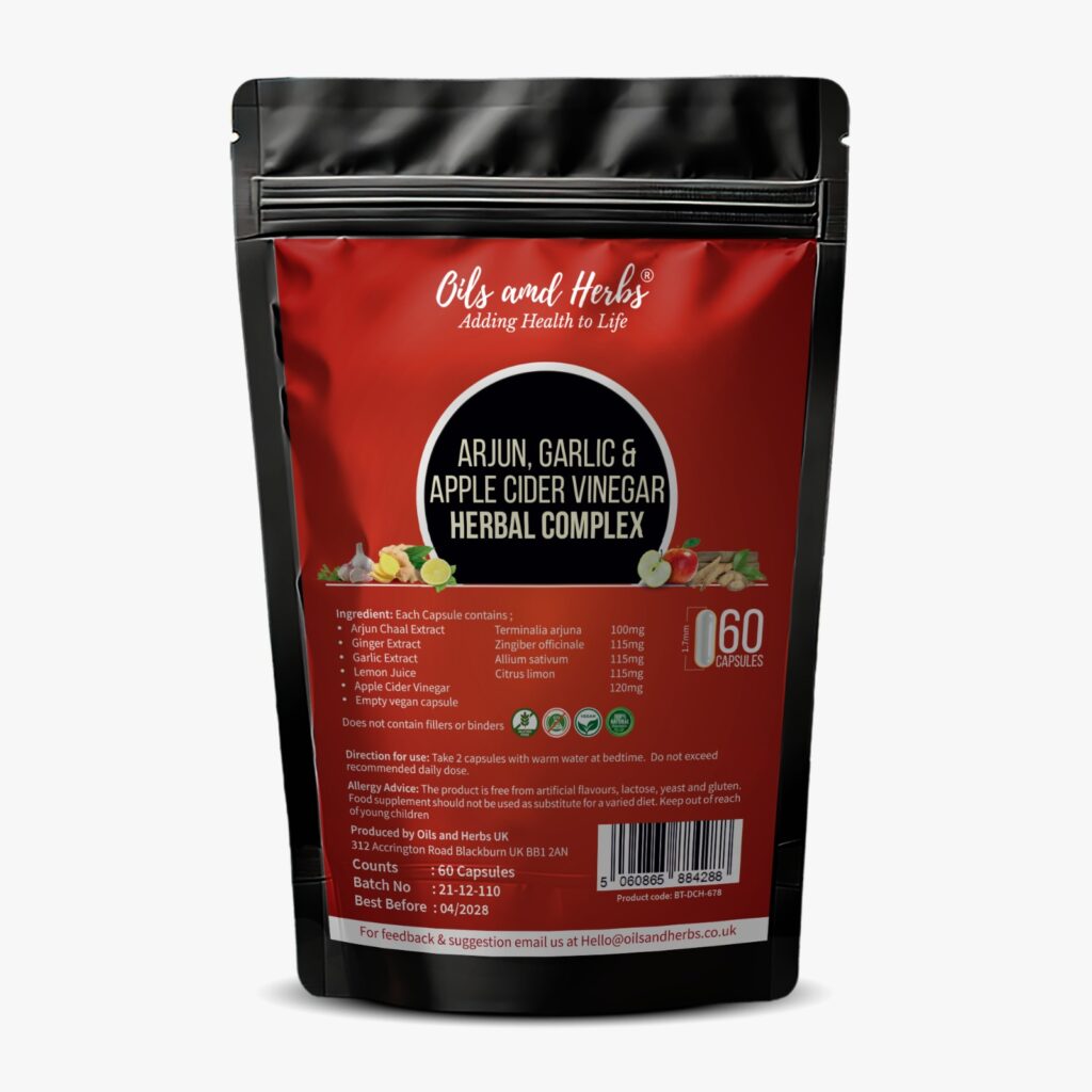 Arjun, Garlic & Apple Cider Vinegar Herbal Complex Capsules - Oils and ...