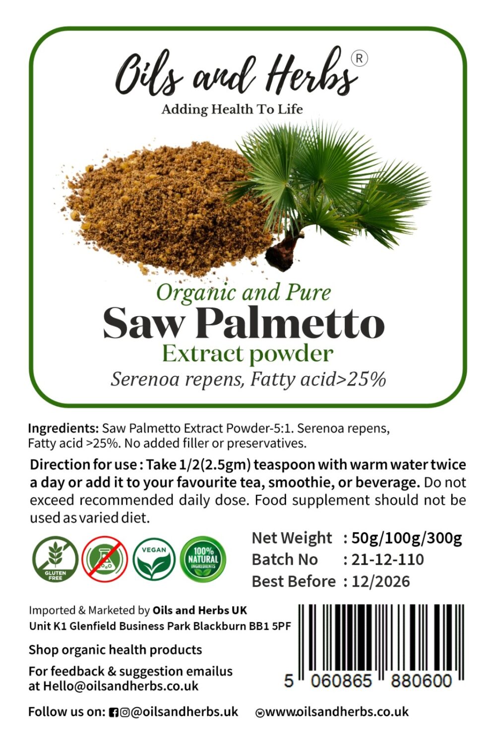 Organic Saw Palmetto Extract Powder