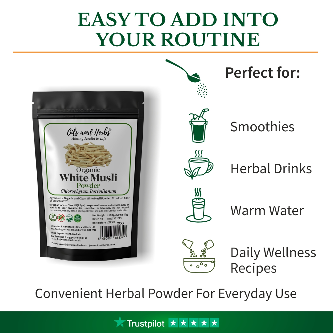 Natural Safed / White Musli Powder – 100% Pure Grounded Root 5 Natural Safed / White Musli Powder – 100% Pure Grounded Root - Image 5