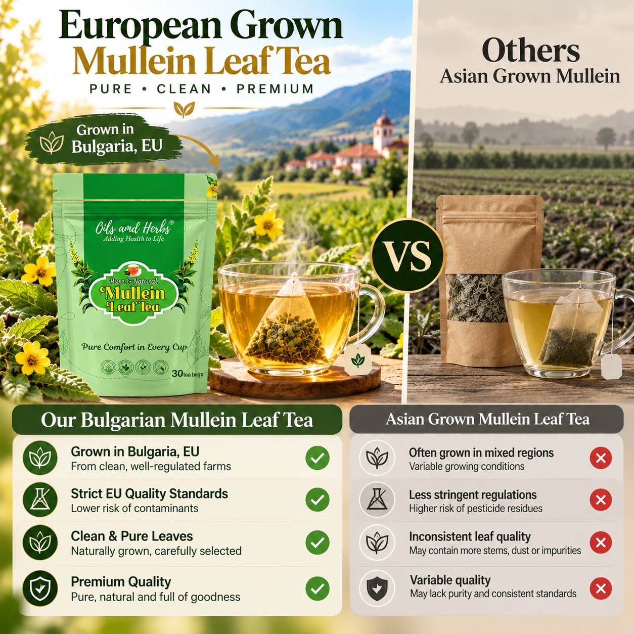 Mullein Leaf Tea – Eu Grown Pure & Natural Herbal Infusion 2 Bulgarian Mullein Tea_ Pure vs Others