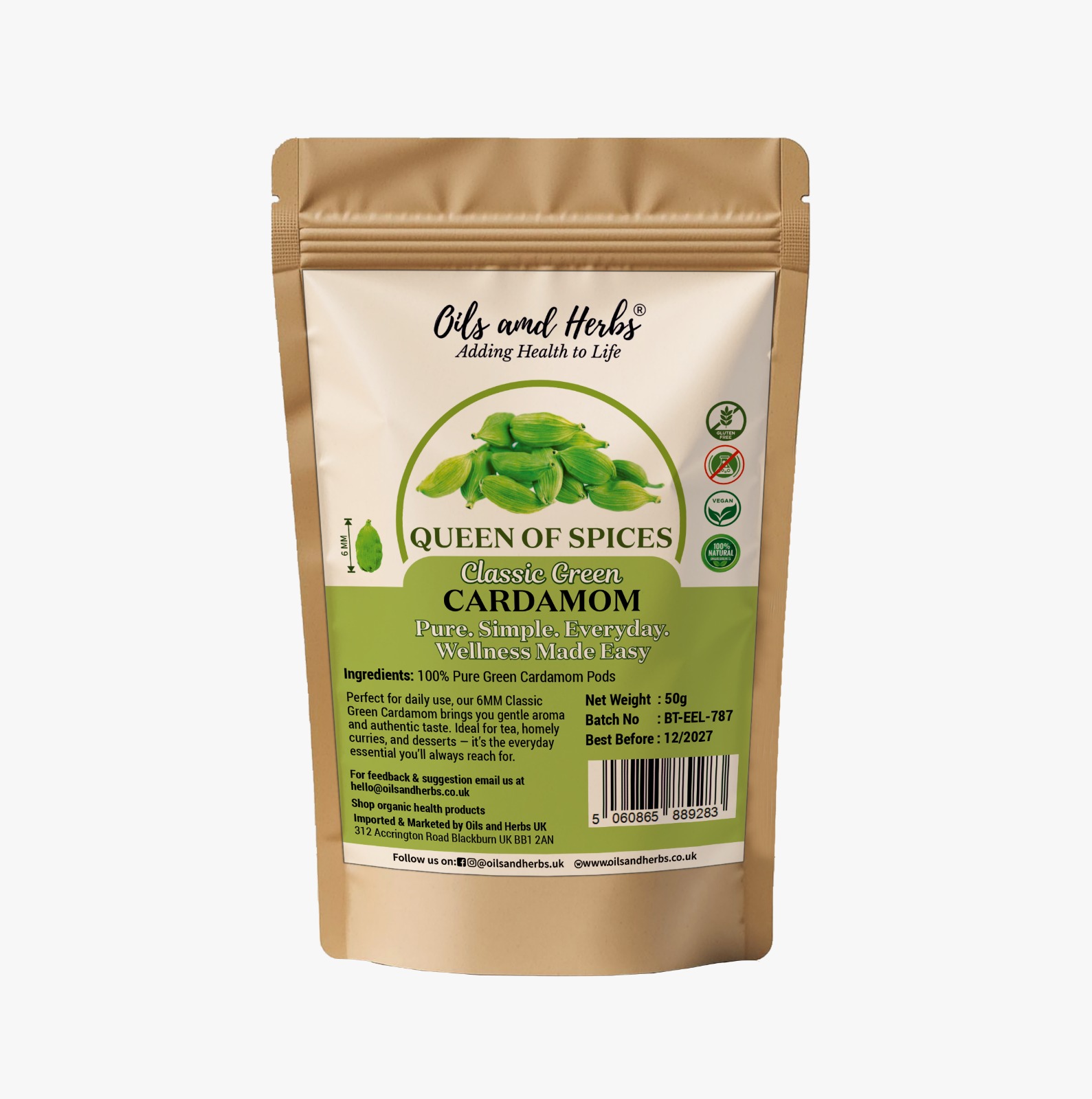 6mm Green Cardamom Pods – Premium Indian Elaichi | Natural & Aromatic 1 6 mm green cardamom pods